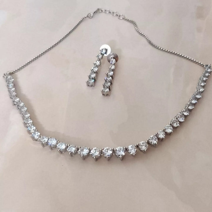CZ - Classic Diamonds Necklace Set - Sparkleeng Jewels