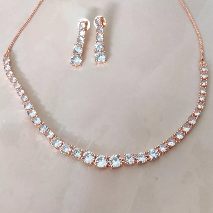 CZ - Classic Diamond Necklace Set - Sparkleeng Jewels