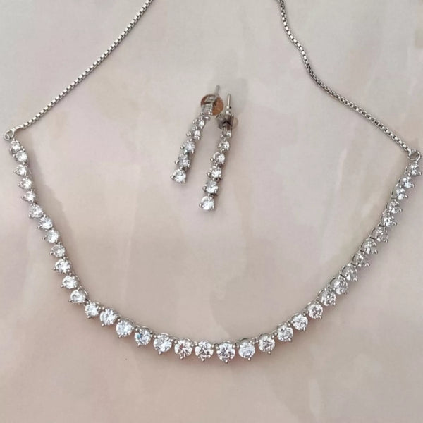CZ - Classic Diamonds Necklace Set - Sparkleeng Jewels
