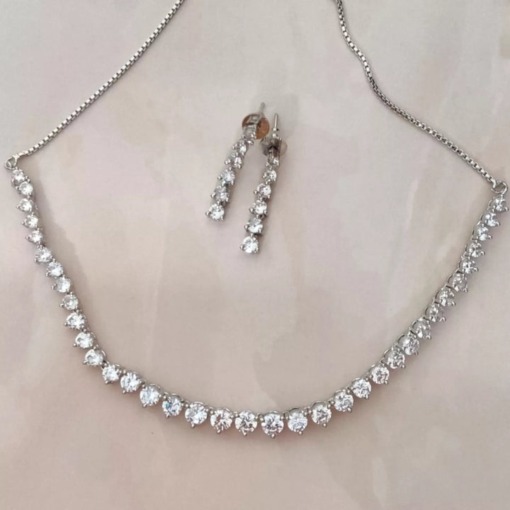 CZ - Classic Diamonds Necklace Set - Sparkleeng Jewels